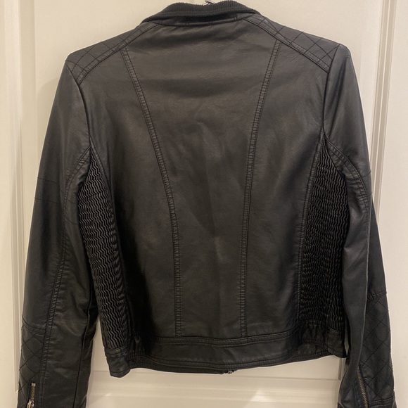 Faux Black Leather Jacket moto - Picture 5 of 11